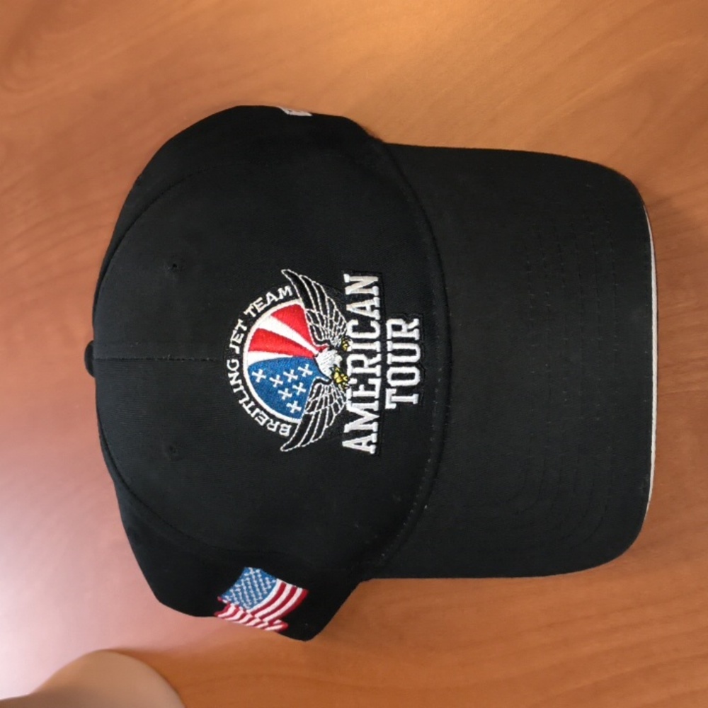Breitling Jet Team "American Tour" Embroidered Flag Strapback Hat Cap